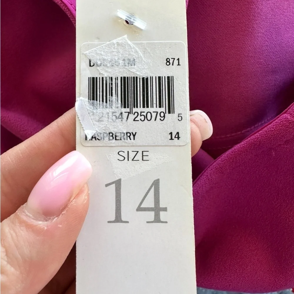 NWT Donna Morgan cut-out‎ back Shift Dress magenta pink size 14 long sleeve mini - Picture 5 of 5